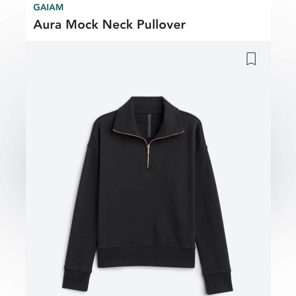 Gaiam Aura mock neck pullover black zip jacket rose gold zipper